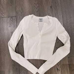 Sunday Best Cream Ribbed Long Sleeve Top
